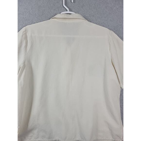 MPH Collection Linen Blend Ivory Embroidered SS Button Up Shirt Women's Plus 3X - Picture 7 of 12